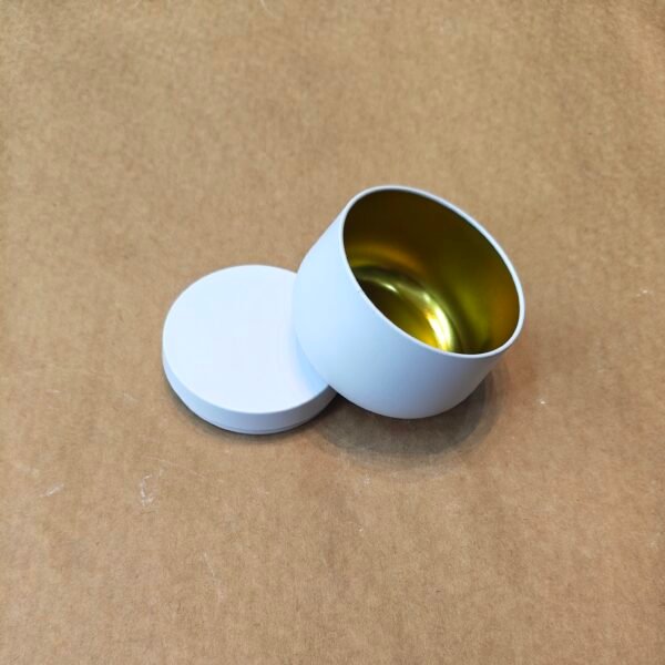 White tin jar